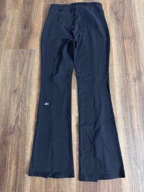 Alo Black Front Slits Flare  Pants
